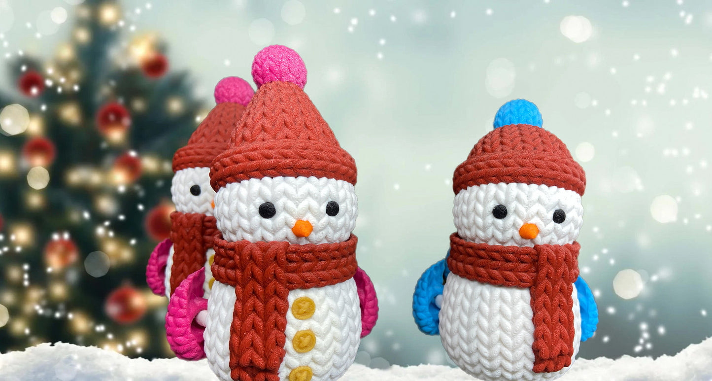 Knitted Flexi Snowmen fidget Toys