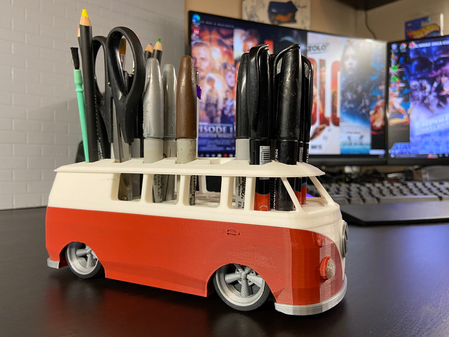 Vintage Style Bus office Pen holder, Desk Organizer