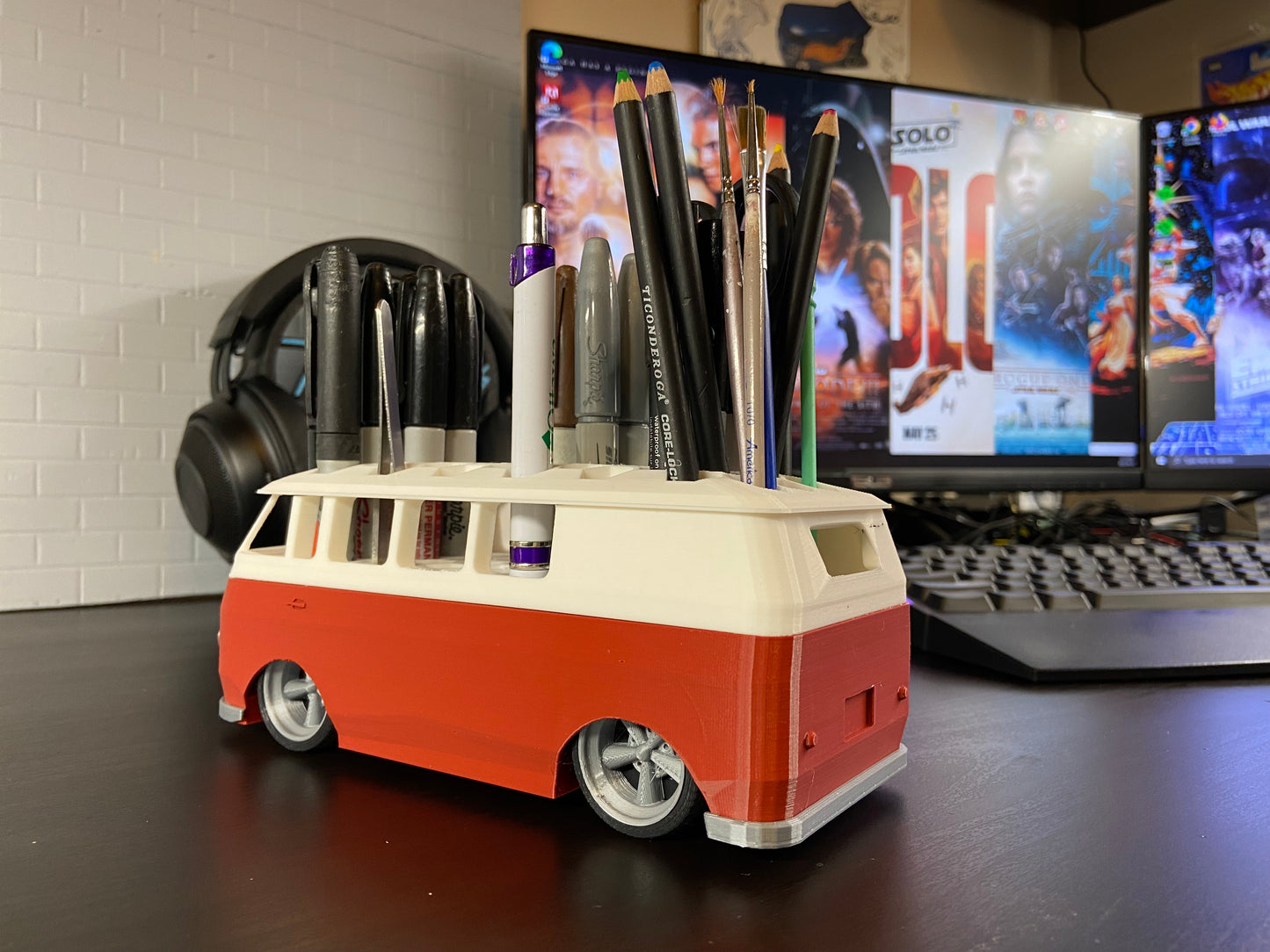 Vintage Style Bus office Pen holder, Desk Organizer